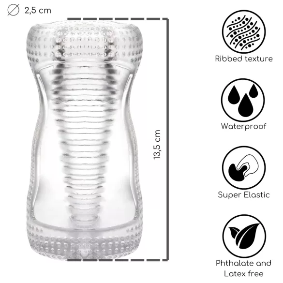 Desirel Vertigo – Ribbed Interior Masturbator (Transparent)