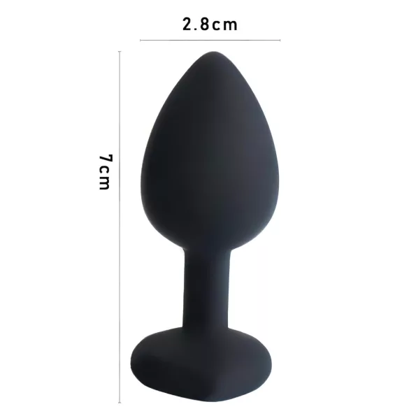 Sunfo - Silicone Heart Gem Anal Plug (Black-Purple)