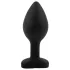 Sunfo - Silicone Heart-Shaped Anal Plug with Blue Gem (Black)