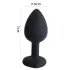Sunfo - Silicone Heart-Shaped Anal Plug with Blue Gem (Black)