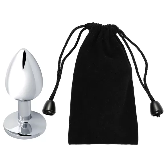 Sunfo - Metal Anal Plug with Red Gem (Silver)