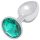 Sunfo - Metal Anal Plug with Green Gem (Silver)