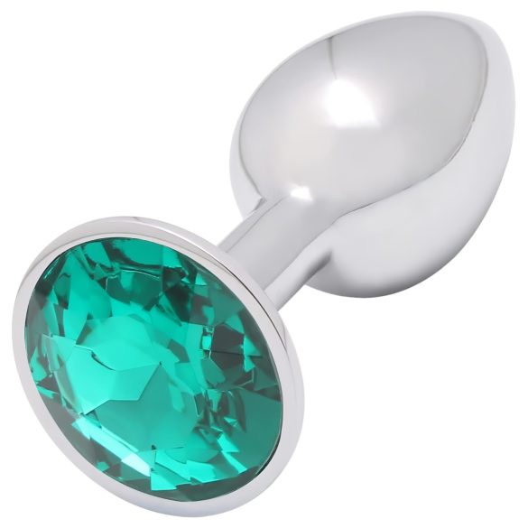 Sunfo - Metal Anal Plug with Green Gem (Silver)