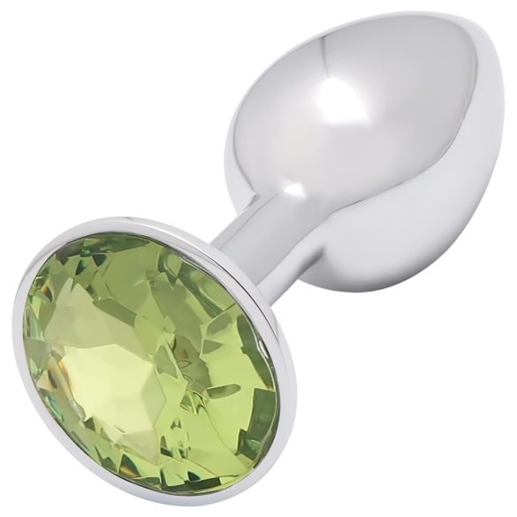 Sunfo - Metal Anal Plug with Lime Gemstone (Silver)