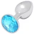 Sunfo - metal anal plug with light blue jewel (silver)