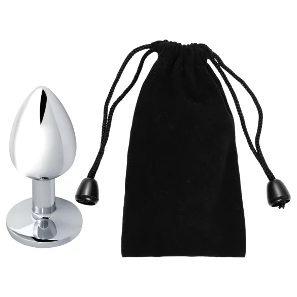Sunfo - metal anal plug with light blue jewel (silver)