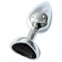 Sunfo - metal anal plug with heart-shaped black gem (silver)