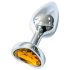 Sunfo - Metal Heart-Shaped Anal Plug with Golden Gem (Silver)