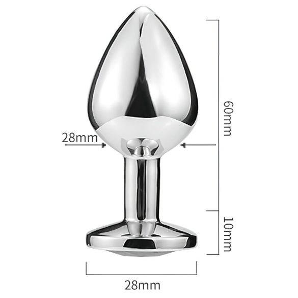 Sunfo - Metal Heart-Shaped Anal Plug with Golden Gem (Silver)