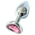 Sunfo - metal anal plug with heart-shaped pink gem (silver)