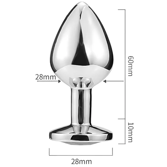 Sunfo - metal anal plug with heart-shaped pink gem (silver)