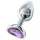 Sunfo - metal anal plug with heart-shaped purple gem (silver)