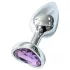 Sunfo - metal anal plug with heart-shaped purple gem (silver)