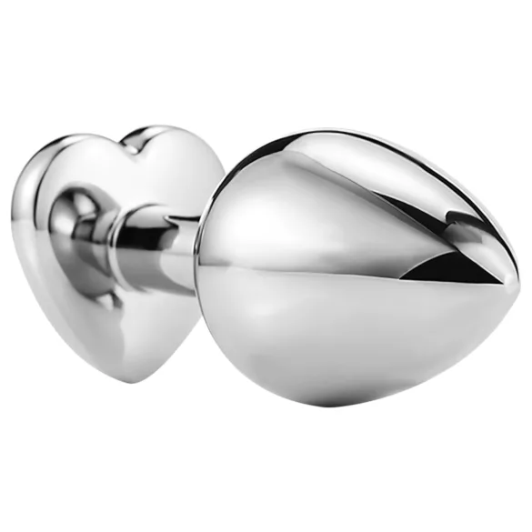 Sunfo - metal anal plug with heart-shaped purple gem (silver)