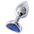 Sunfo - Metal Heart-Shaped Anal Plug with Blue Gem (Silver)