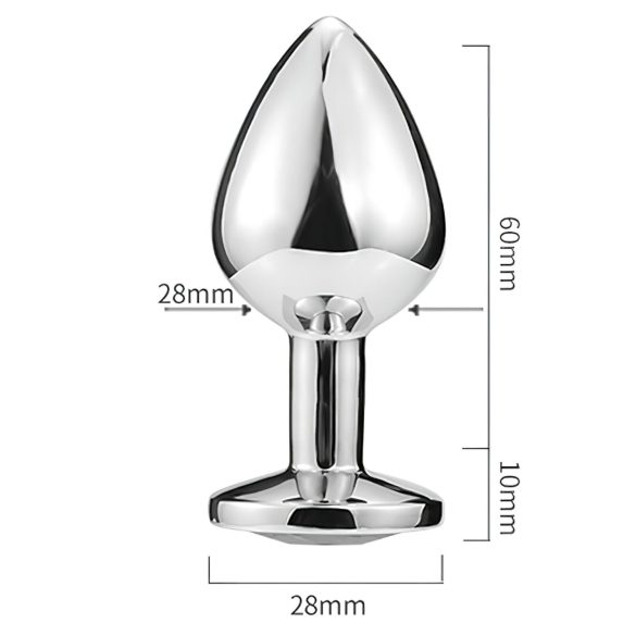 Sunfo - Metal Heart-Shaped Anal Plug with Blue Gem (Silver)