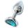 Sunfo - Metal Heart-Shaped Anal Plug with Light Blue Gem (Silver)