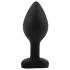 Sunfo - silicone anal plug with heart-shaped black gem (black)