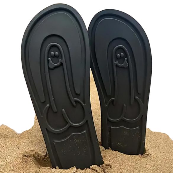Black Flip-Flops with Fun Novelty Design - 44/45