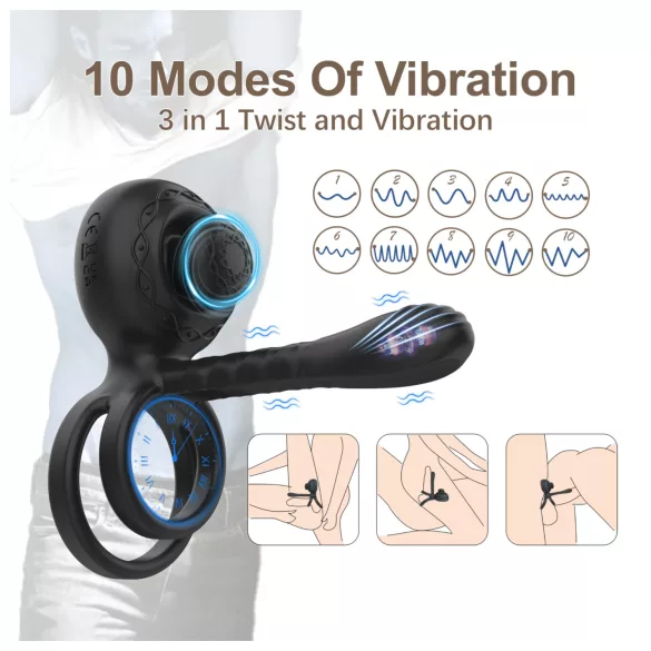 Biu-Biu - Couples Vibrator with Ring (Black)