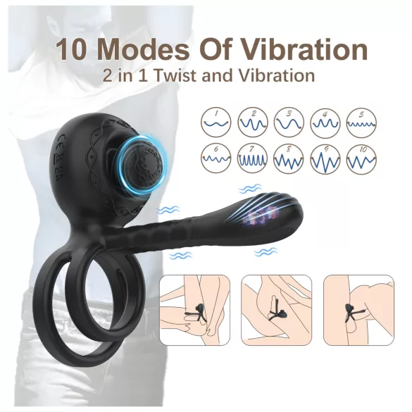 Biu-Biu - Couples Vibrator with Ring (Black)