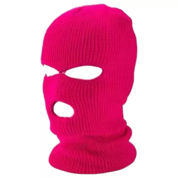 Balaclava - knitted hood with 3 openings (dark pink)