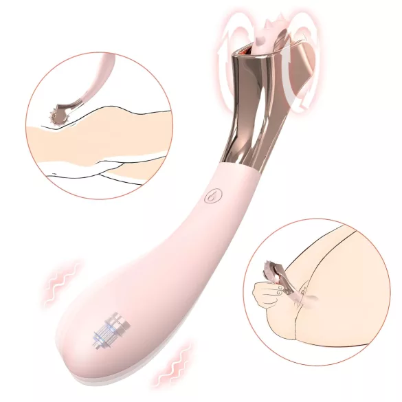 Sex HD - rechargeable, splashproof vibrator with stimulation wheel (pink)