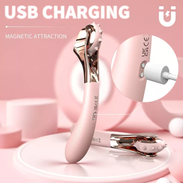 Sex HD - rechargeable, splashproof vibrator with stimulation wheel (pink)