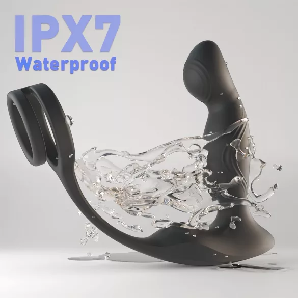 Sex HD Virgil - Prostate Vibrator with Penis & Testicle Ring (Black)