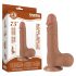 Lovetoy Sliding-Skin - Dual-Layer Dildo with Balls - 19.5cm (Dark Natural)
