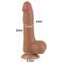 Lovetoy Sliding-Skin - Dual Layer Dildo with Scrotum - 8.2" (Dark Natural)
