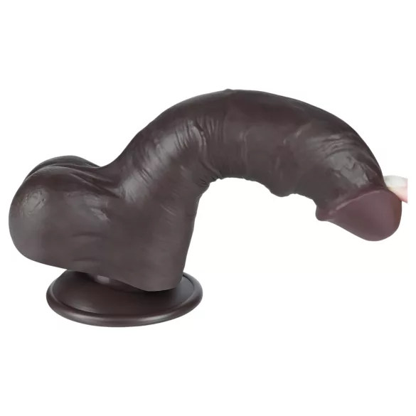 Lovetoy Sliding-Skin - Dual-Layer Testicle Dildo - 20cm (Brown)