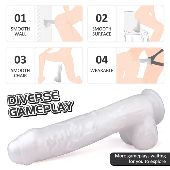 Sex HD Martin - Realistic Suction Cup Dildo with Testicles (White)