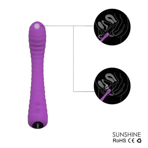 Sex HD Sunshine - rechargeable, ribbed G-spot vibrator (purple)