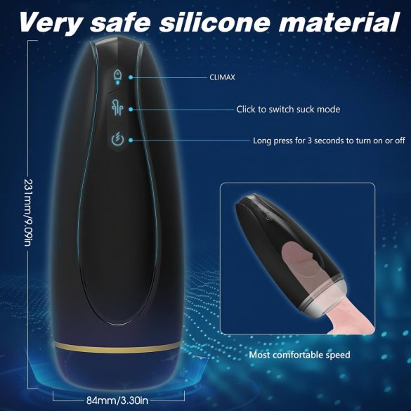 Sex HD Hawk - Rechargeable Vibrating Suction Masturbator (Black & White)