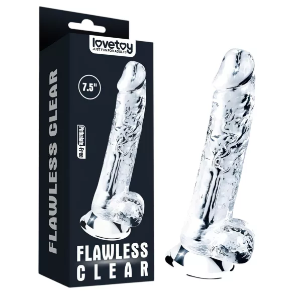Lovetoy Flawless Clear - suction cup dildo - 19 cm (transparent)
