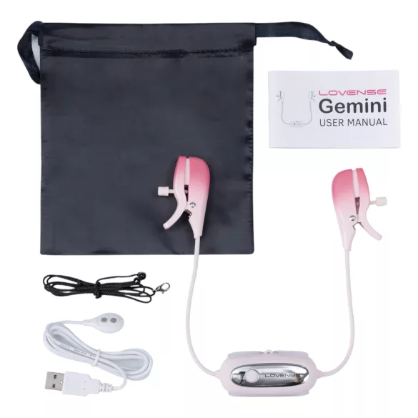 Lovense Gemini - App-controlled vibrating nipple clamps (pink)