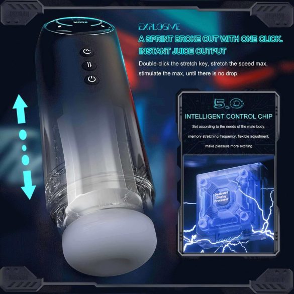 Leopard - Up-Down Suction Vibrating Masturbator (Black)