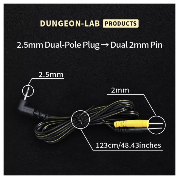 DG-LAB - electrode cable from 2.5 mm jack to 2 mm pins (black)