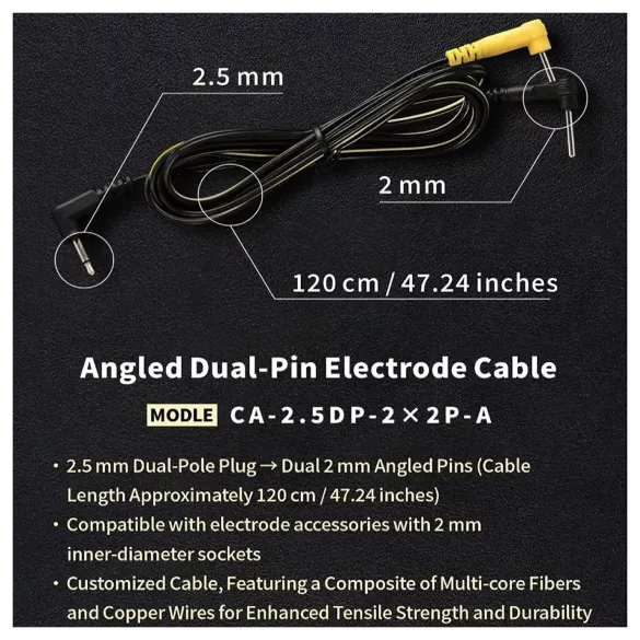 DG-LAB - Electrode cable with right‑angled 2 mm pins (black)