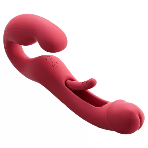 Honey Play Box Harmony Duo - App-controlled strap-on licking vibrator (red)