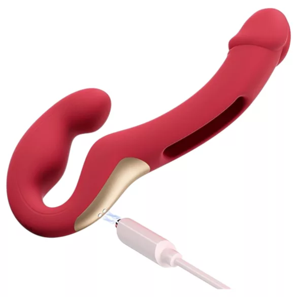 Honey Play Box Harmony Duo - App-controlled strap-on licking vibrator (red)
