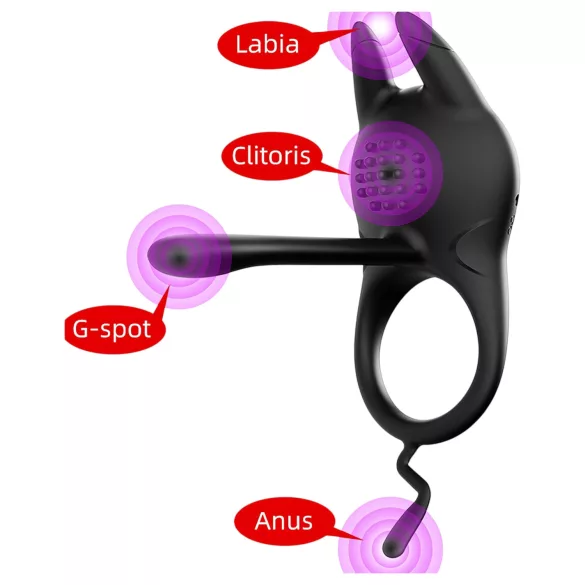 AlvUp - Vibrating Ring with Clitoral Stimulator (Black)