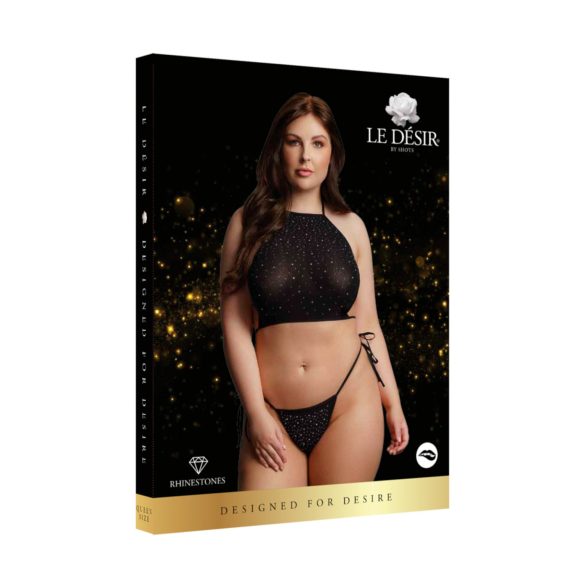 Le Désir Plus Size - Rhinestone Party Set - Black (XL-3XL)