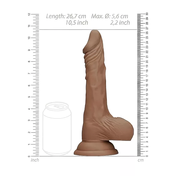 RealRock Dong 10" - Lifelike Dildo with Balls (10") - Dark Natural