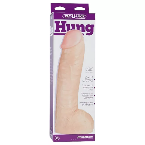 Doc Johnson Vac-U-Lock Hung 12" - lifelike dildo with balls (flesh‑coloured)