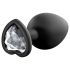 Temptasia S - silver heart-shaped jeweled anal plug (black) - small