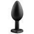 Temptasia S - silver heart-shaped jeweled anal plug (black) - small