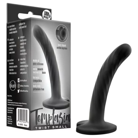 Temptasia Twist Small - suction cup, twisted dildo (black)