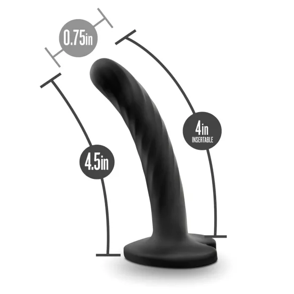 Temptasia Twist Small - suction cup, twisted dildo (black)